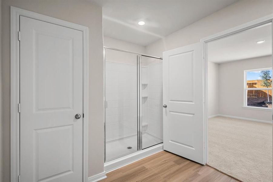 Master bathroom with spacious shower.