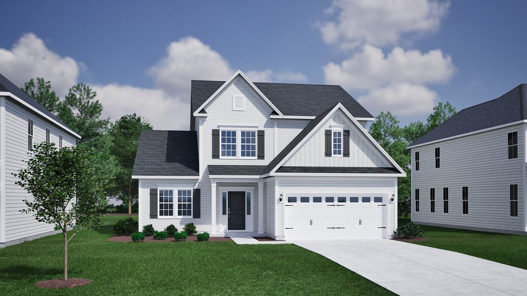 Representative exterior photo of a completed home built from the Nantahala II - Vanguard Collection by Mungo Homes in Scotts Hill Village, Wilmington, NC (Image 10).