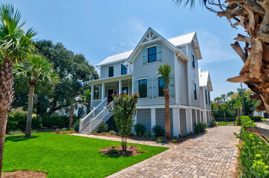 Front exterior of a new home in , Sullivan's Island, SC, highlighting curb appeal (Image 26).