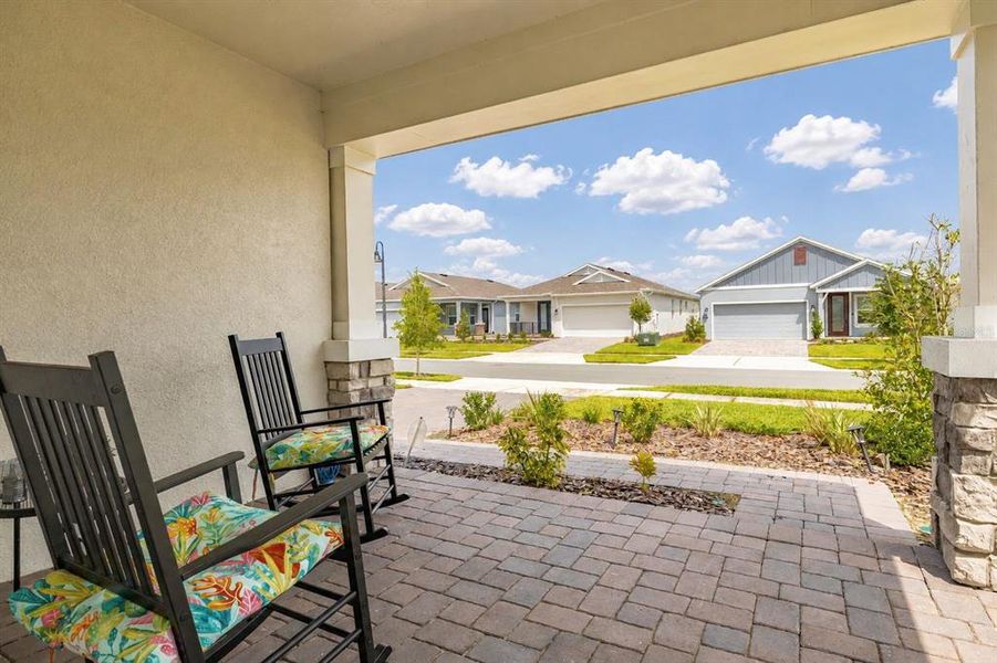 Exterior details and patio area of a home in Lennar at Esplanade, Kissimmee (Image 3). Exterior details and patio area of a home in Lennar at Esplanade, Kissimmee (Image 3).