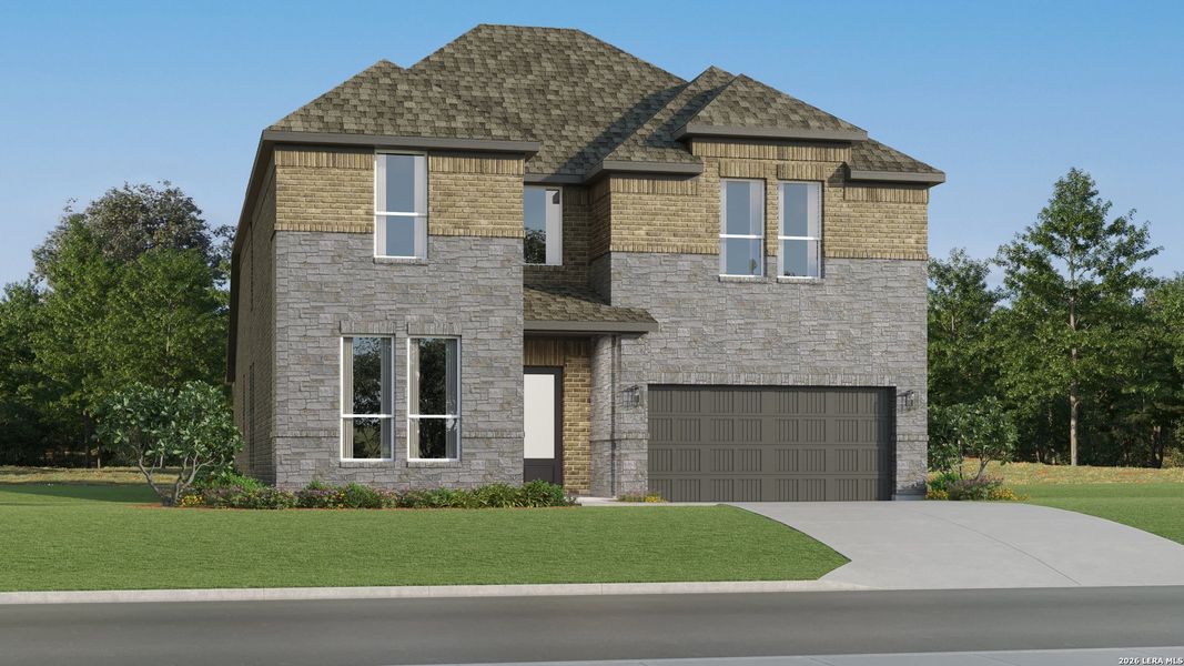 Front exterior of a new home in Brookmill, San Antonio, TX, highlighting curb appeal (Image 22). Front exterior of a new home in Brookmill, San Antonio, TX, highlighting curb appeal (Image 22).