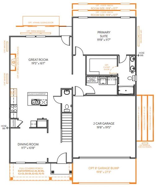2D floor plan layout for the Devin by True Homes in Whispering Hills, Locust, NC (Image 2). 2D floor plan layout for the Devin by True Homes in Whispering Hills, Locust, NC (Image 2).