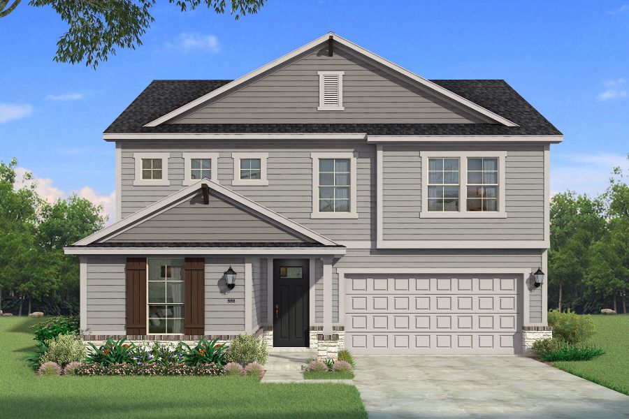 Representative exterior photo of a completed home built from the Mirabel by Mattamy Homes in Creekside of Crowley, Crowley, TX (Image 2). Representative exterior photo of a completed home built from the Mirabel by Mattamy Homes in Creekside of Crowley, Crowley, TX (Image 2).