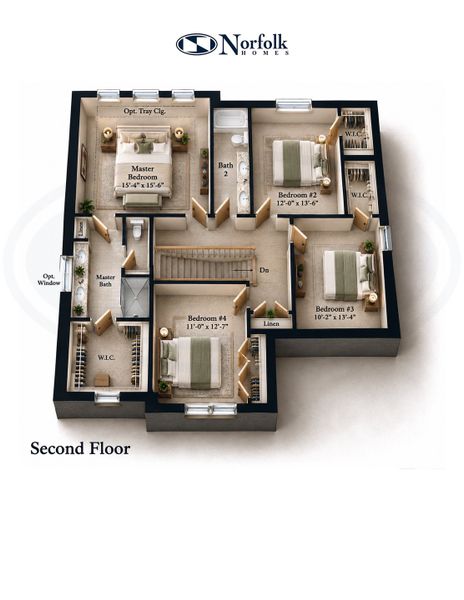 2D floor plan layout for the The Hartland by Norfolk Homes in Preserve at Magnolia Park, Jackson, MI (Image 4).