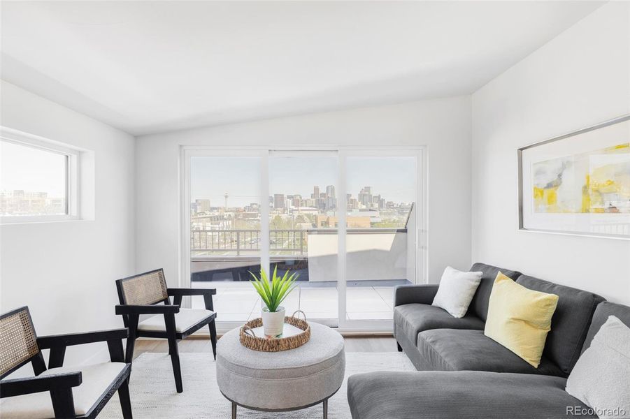 Top floor loft with panoramic city views. Top floor loft with panoramic city views.