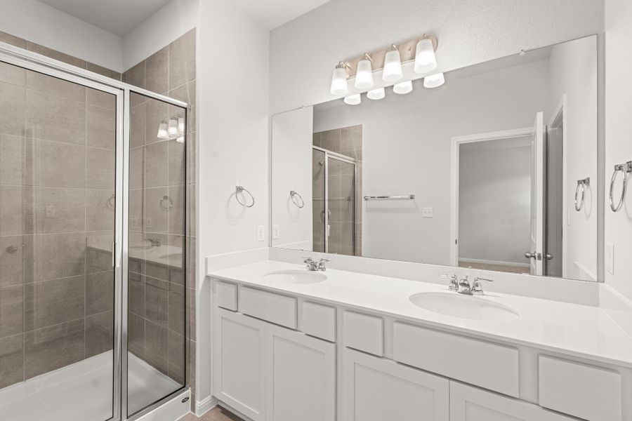 Primary Bath with Walk-in Shower & Dual Vanities