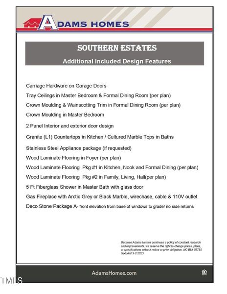 Southern Estates feature sheet 3-2-23