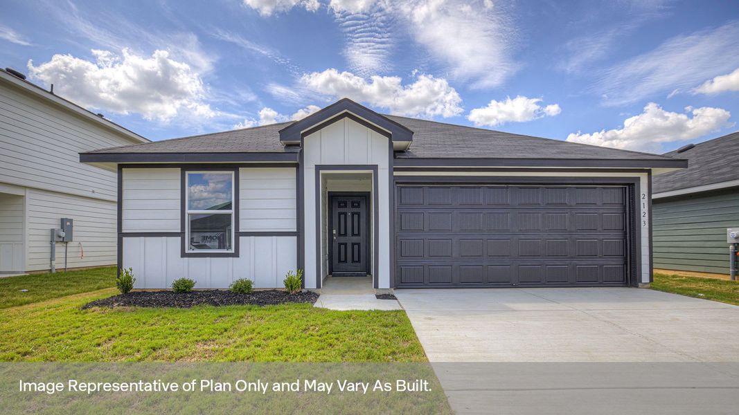 Representative exterior photo of a completed home built from the The Anderson by D.R. Horton in Swenson Heights, Seguin, TX (Image 1). Representative exterior photo of a completed home built from the The Anderson by D.R. Horton in Swenson Heights, Seguin, TX (Image 1).