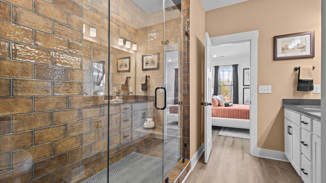 Representative furnished interior of a home built from the Wakefield - Finished Basement by DRB Homes in Pinebrook, Woodruff (Image 24).