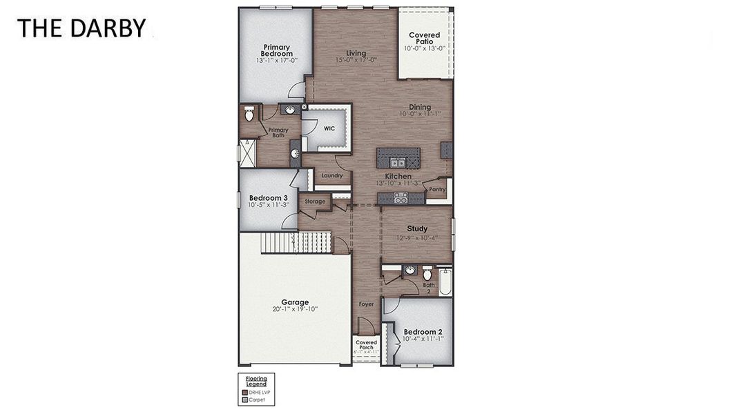 2D floor plan layout of this home in Indigo Preserve, Leland, NC (Image 6).