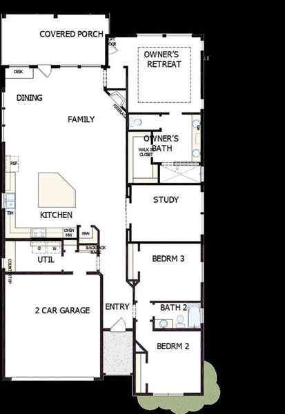 2D floor plan layout of this home in South Pointe  Cottage Series, Mansfield, TX (Image 3).