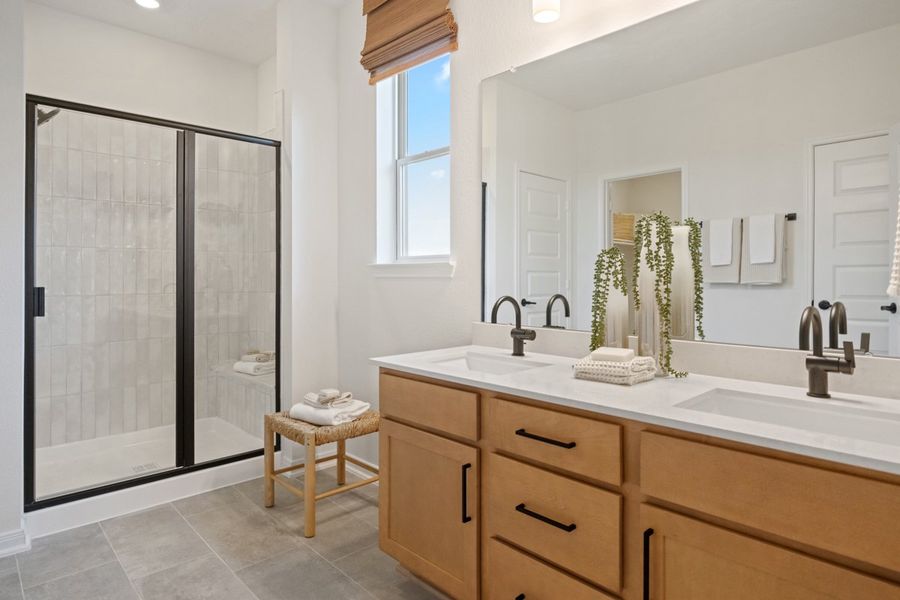 Dual-sink vanity at primary bath Dual-sink vanity at primary bath