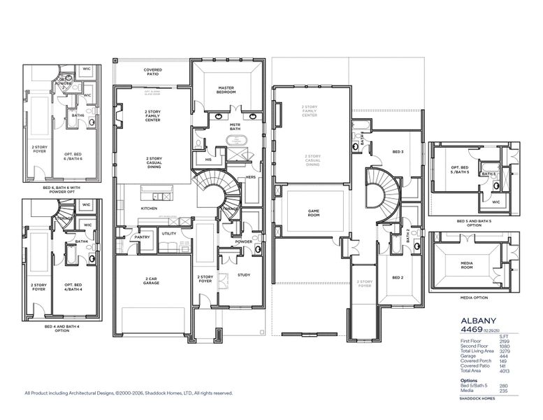 2D floor plan layout for the Albany - SH 4469 by Shaddock Homes in Aster Park, McKinney, TX (Image 3).