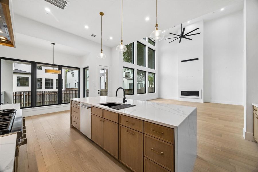 High end lighting and fan fixtures accent throughout the house.