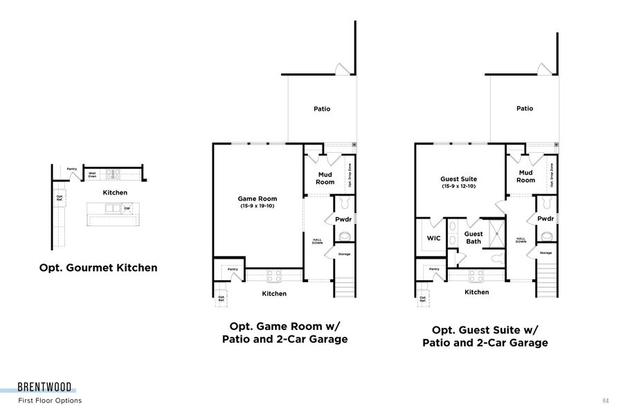 2D floor plan layout for the Brentwood by DRB Homes in Miller Farm Single Family Homes, Pineville, NC (Image 4).