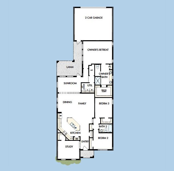 2D floor plan layout for the The Boundary by David Weekley Homes in Vistera of Venice – Cottage Series, Nokomis, FL (Image 6).