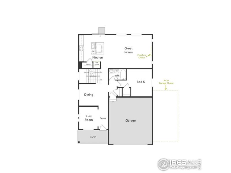 2D floor plan layout of this home in Thompson River Ranch, Johnstown, CO (Image 3).