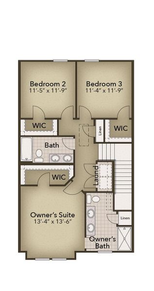 2D floor plan layout for the The Lotus by Chesapeake Homes in Riverwalk Pointe, Leland, NC (Image 4).