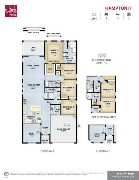 2D floor plan layout of this home in Tamarack at Two Rivers, Zephyrhills, FL (Image 4).
