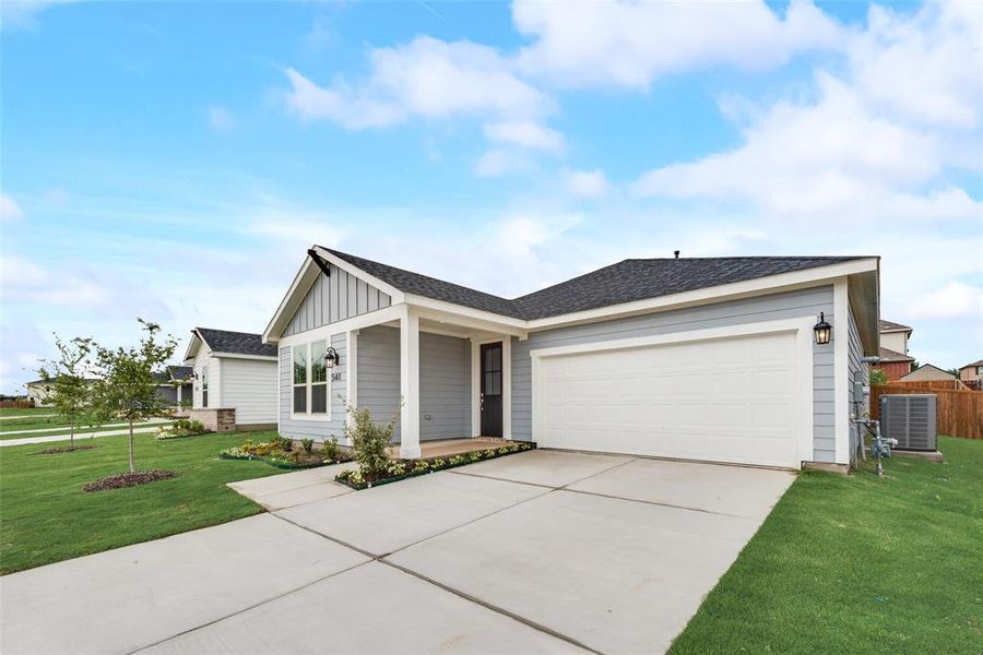 Front exterior of a new home in Creekside of Crowley, Crowley, TX, highlighting curb appeal (Image 17).