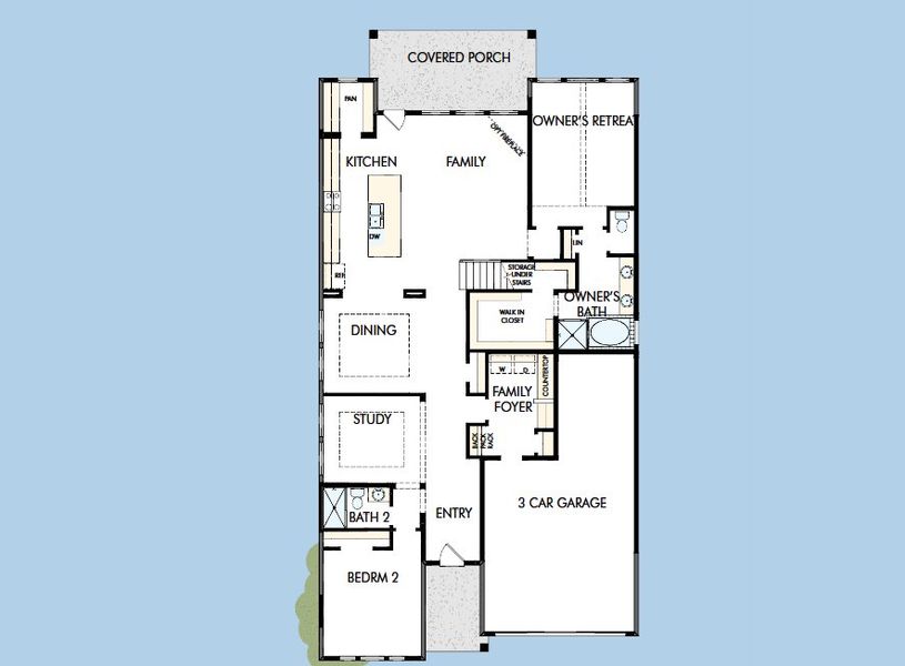 2D floor plan layout for the The Zinnia by David Weekley Homes in Headwaters 60' - Executive Series, Dripping Springs, TX (Image 3).