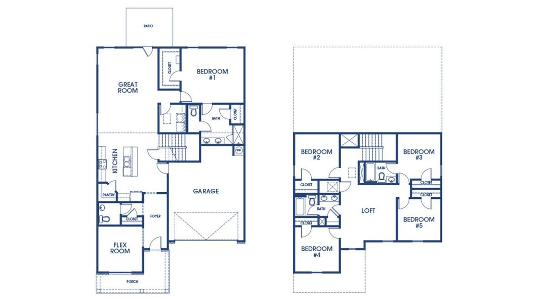 2D floor plan layout for the Dennis by D.R. Horton in Glenmaye, Hampton, GA (Image 5).