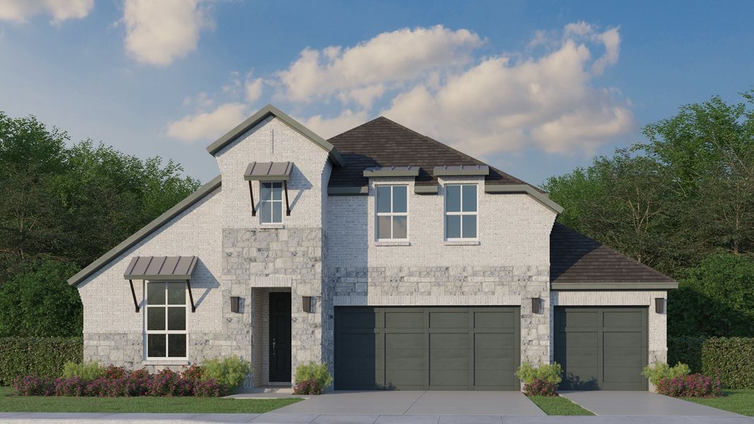 Plan 1533 Elevation C with Stone & 3 Car Garage Plan 1533 Elevation C with Stone & 3 Car Garage