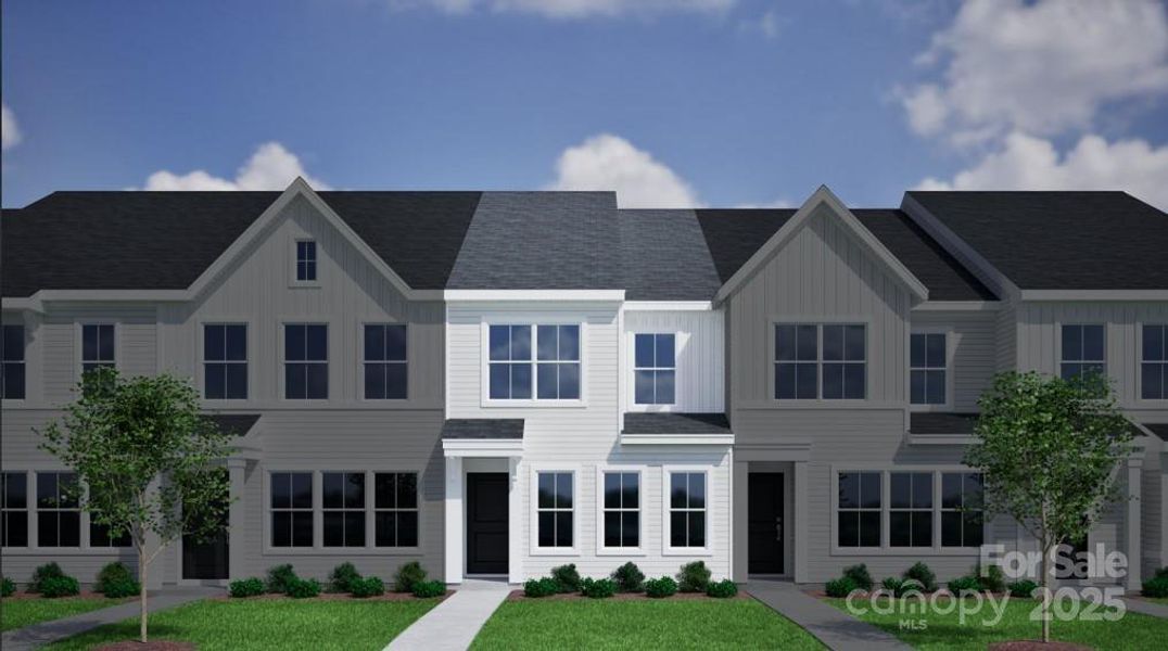 Front exterior of a new home in Sloan Station, Charlotte, NC, highlighting curb appeal (Image 1).