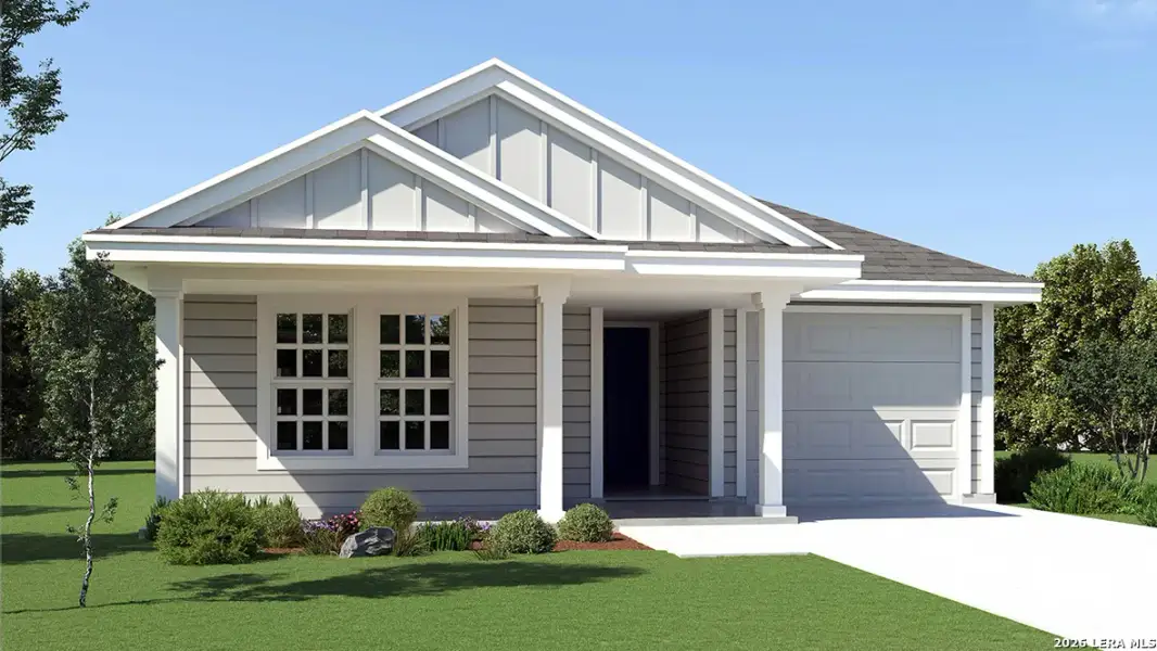 Front exterior of a new home in Riverstone at Westpointe, San Antonio, TX, highlighting curb appeal (Image 1). Front exterior of a new home in Riverstone at Westpointe, San Antonio, TX, highlighting curb appeal (Image 1).