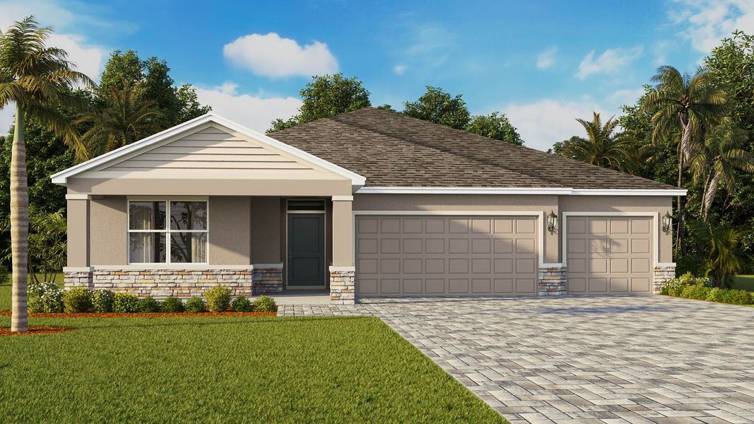 Representative exterior photo of a completed home built from the Covington by D.R. Horton in Creekside, Fort Pierce, FL (Image 7). Representative exterior photo of a completed home built from the Covington by D.R. Horton in Creekside, Fort Pierce, FL (Image 7).