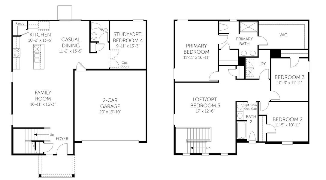 2D floor plan layout for the Wayfare - Single Family Homes by Dream Finders Homes in Enclave at The Settlement, Simpsonville, SC (Image 3). 2D floor plan layout for the Wayfare - Single Family Homes by Dream Finders Homes in Enclave at The Settlement, Simpsonville, SC (Image 3).
