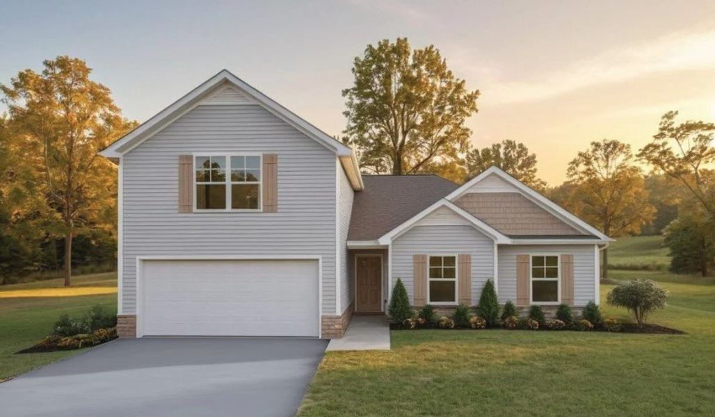 Front exterior of a new home in Wheatfield, Shelbyville, TN, highlighting curb appeal (Image 1). Front exterior of a new home in Wheatfield, Shelbyville, TN, highlighting curb appeal (Image 1).