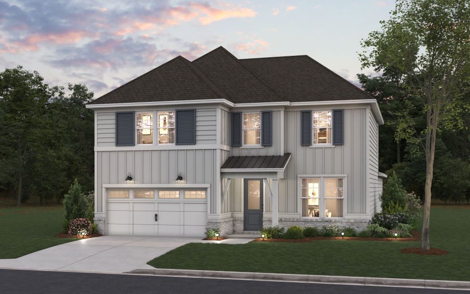 Representative exterior photo of a completed home built from the Whitestone by Pulte Homes in Everhour, Newnan, GA (Image 11).