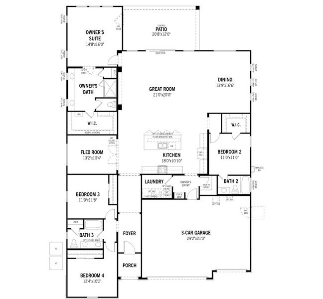 2D floor plan layout of this home in Landmarke, San Tan Valley, AZ (Image 2).