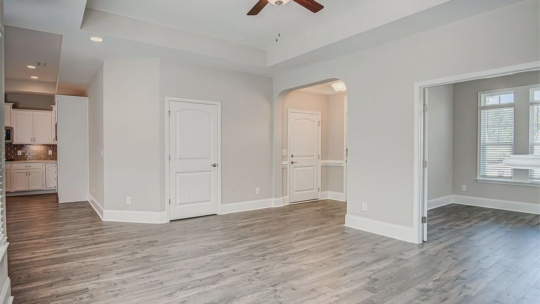 Representative unfurnished interior of a home built from the Palazzo Craftsman by Epcon Communities in The Cottages at 78 North, Sanford (Image 13). Representative unfurnished interior of a home built from the Palazzo Craftsman by Epcon Communities in The Cottages at 78 North, Sanford (Image 13).