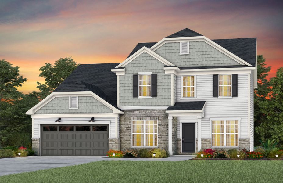 Front exterior of a new home in Forest Creek, Waxhaw, NC, highlighting curb appeal (Image 19).