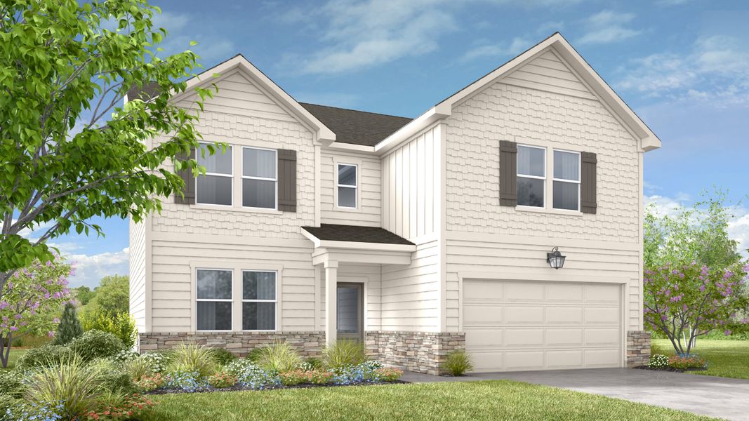 Representative exterior photo of a completed home built from the Timber by Taylor Morrison in Weatherfield, Buford, GA (Image 5).