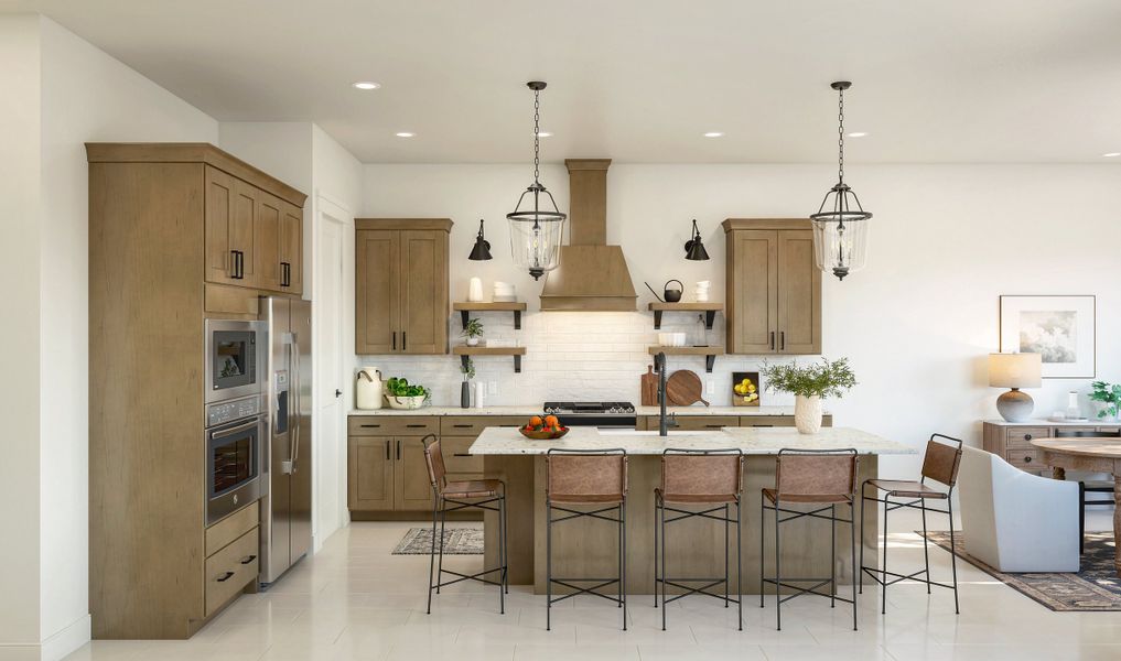 Kitchen with pendant lights