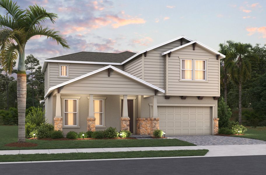 Representative exterior photo of a completed home built from the Canterbury I by Beazer Homes in Estates at Lake Jesup, Sanford, FL (Image 2). Representative exterior photo of a completed home built from the Canterbury I by Beazer Homes in Estates at Lake Jesup, Sanford, FL (Image 2).