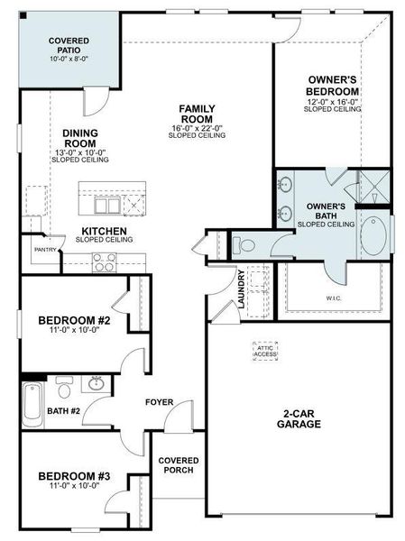 2D floor plan layout of this home in Cascades at Onion Creek, Austin, TX (Image 5).