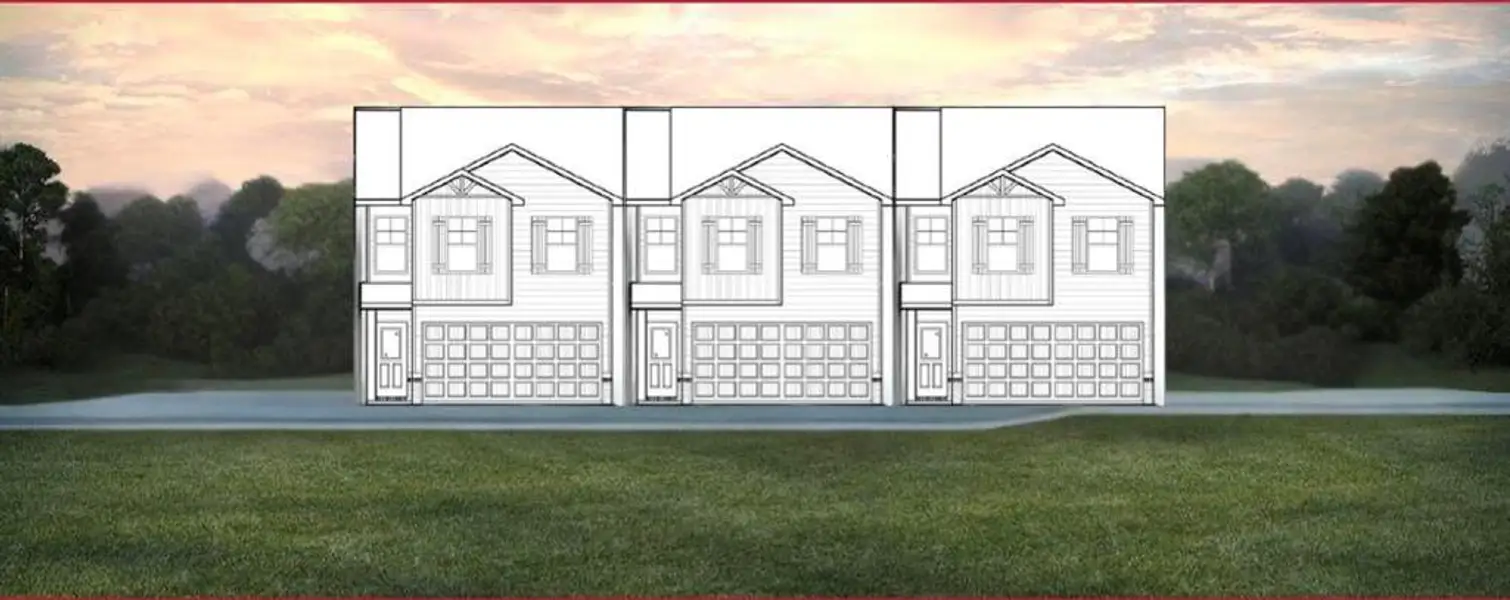 Exterior rendering of this home design in The Enclave Townhomes, Hampton, GA (Image 2). Exterior rendering of this home design in The Enclave Townhomes, Hampton, GA (Image 2).
