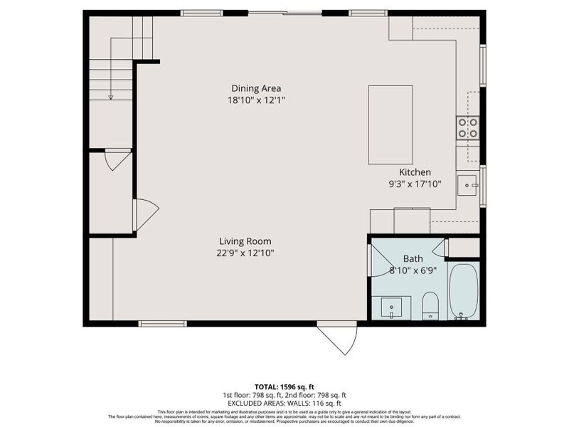 large open living dining and kitchen combo