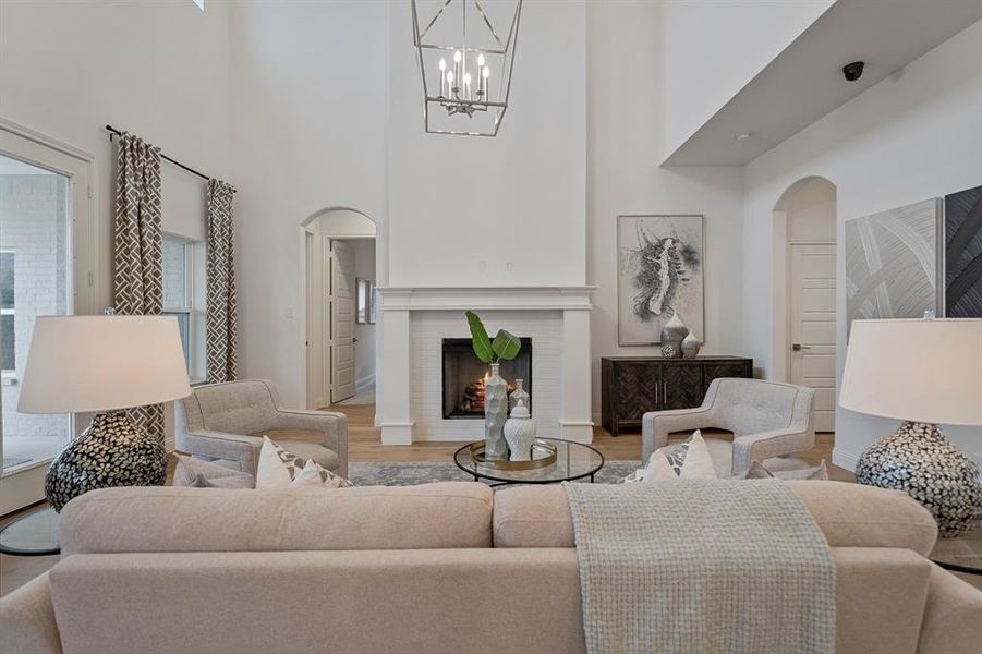 Soaring ceilings in living room and entry Soaring ceilings in living room and entry