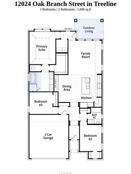 2D floor plan layout of this home in Treeline, Justin, TX (Image 2).