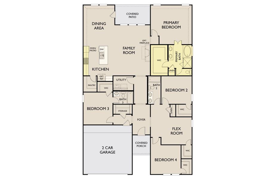 2D floor plan layout of this home in Brookshire at Legacy Hills-60s, Celina, TX (Image 3).