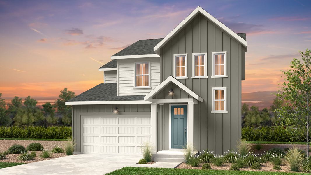 Representative exterior photo of a completed home built from the Buena Vista by Taylor Morrison in Sky Ranch, Aurora, CO (Image 2). Representative exterior photo of a completed home built from the Buena Vista by Taylor Morrison in Sky Ranch, Aurora, CO (Image 2).