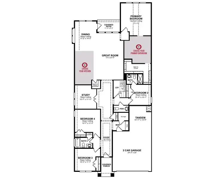 2D floor plan layout for the Mckinney by Beazer Homes in Copia Pines, Montgomery, TX (Image 4).