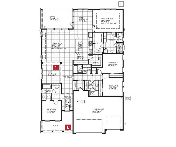 2D floor plan layout for the Mason - Hidden Creek by MasterCraft Builder Group in SilverLeaf, St. Augustine, FL (Image 3).