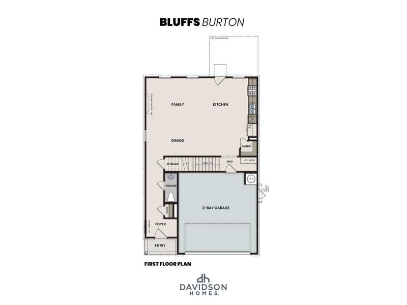 2D floor plan layout for the The Burton B by Davidson Homes LLC in Bailey Park, Fayetteville, TN (Image 3).