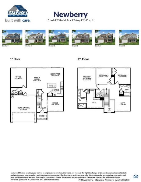 2D floor plan layout for the Newberry by Eastwood Homes in Hopewell Garden, Winston-Salem, NC (Image 3).